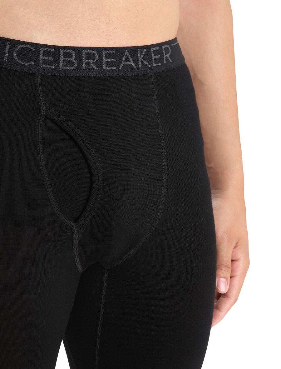 Black Men's Icebreaker Merino 260 Tech Thermal With Fly Leggings | USA 1135NWYB